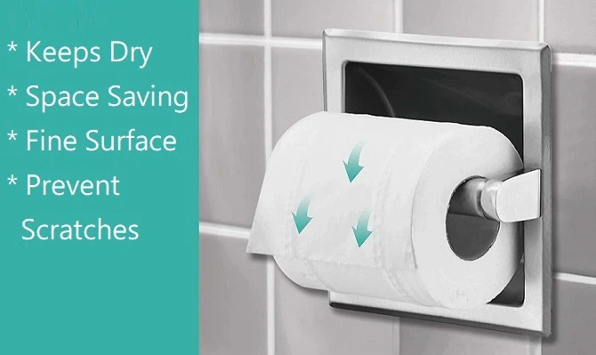 product feature home stainless steel recessed toilet paper holder